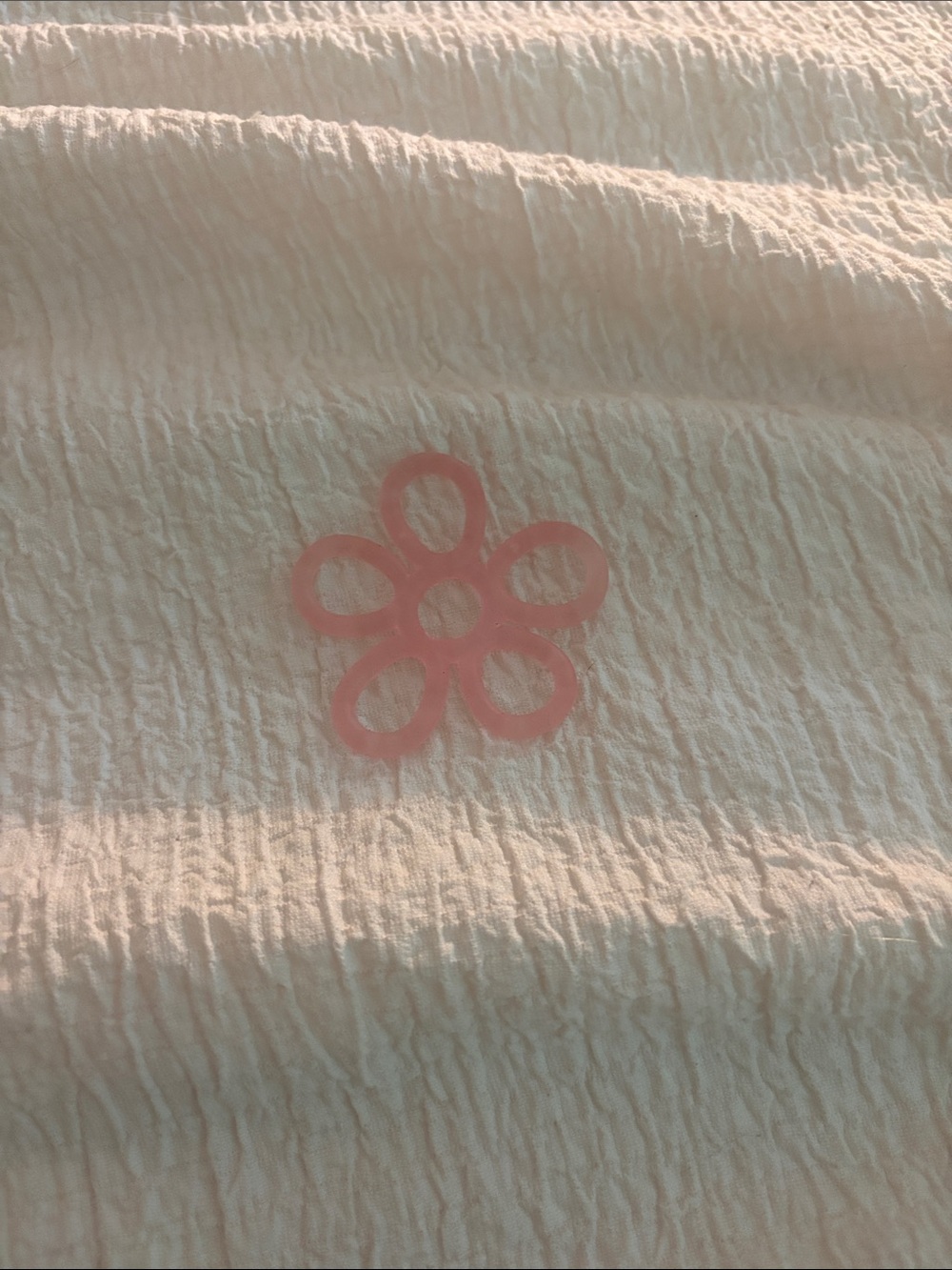 Soft Cream Crinkle Bedding Cover with Pink Flower Accent